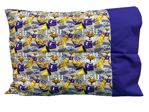 Louisiana State University LSU Tigers Pillowcase-Heather Mascot Cotton Cover