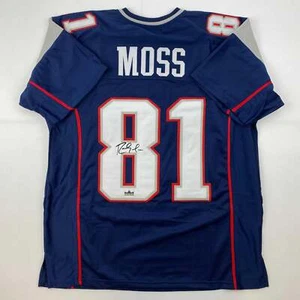 Facsimile Autographed Randy Moss New England Blue Reprint Jersey Size Men's XL - Picture 1 of 4