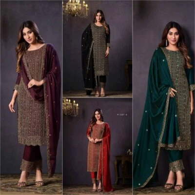 Indio Bollywood Paquistaní Salwar Kameez Anarkali Vestido Fiesta Traje Plazzo Mujeres Foto 1 de 3