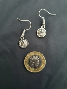 Ladies Silver Colour Ying Yang Hook Earrings Gift Good Luck Meditation SMALL - Picture 1 of 5