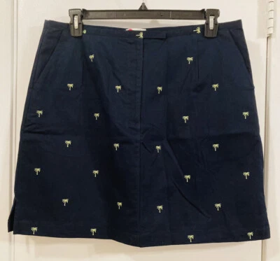 LIZGOLF Tennis Pickleball Skirt Skort Navy Blue Palm Trees Cotton Pockets 16 - Image 1 of 4