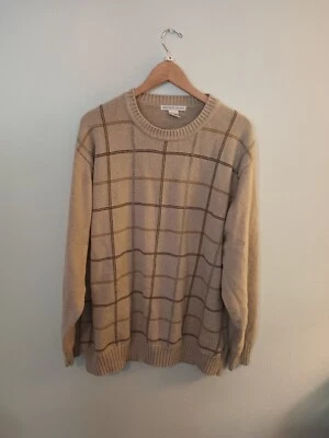Geophrey Beene Sweater Pullover Beige  Square  Pattern Grandmacore Mens XXL - Image 1 of 4