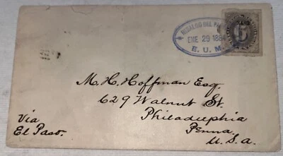 Capa México 29 de janeiro de 1883 6 C 3483 pequeno numeral Hidalgo Parral Filadélfia - Imagem 1 de 3