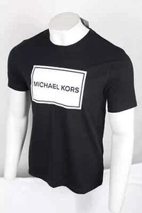 Michael Kors Herren T-Shirt Kurzarm Box Grafik Logo Rundhals Schwarz - Bild 1 von 3