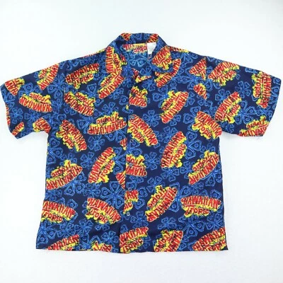 Hawaiian Tropic Sunscreen Logo Hawaiian Shirt Mens XL Blue Floral Aloha Beach  - Image 1 of 4