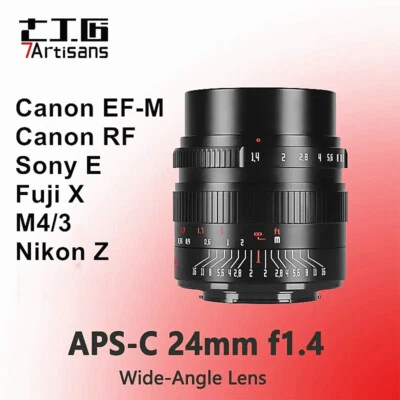 7artisans 24mm F1.4 APS-C Wide Angle Manual Lens for Canon Nikon Sony Fuji M4/3  - Image 1 of 4