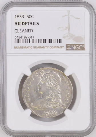1833 50C Capped Bust Half Dollar NGC AU DETAILS Rare Low-Pop Higher-Grades Cover