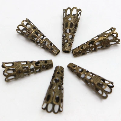 50 cuentas de bronce con forma de cono de flor de filigrana tapa 22 mm joyería hágalo usted mismo Foto 1 de 4