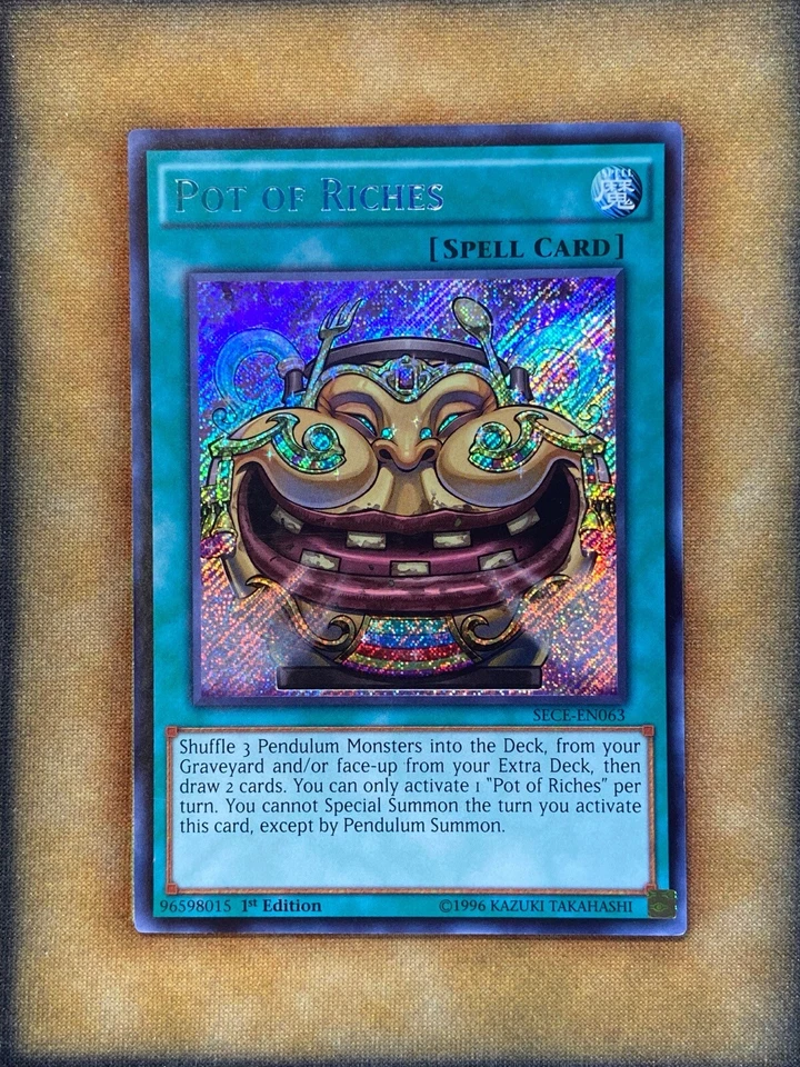 Yugioh Pot of Riches SECE-EN063 Secret Rare 1st Ed NM - Image 1 of 1