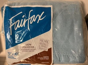 Vintage Chatham Fairfax Blue Polyester Blanket Nylon Trim  72x90 New Twin Full - Picture 1 of 9