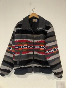 Vintage Pendleton Wool Aztec Jacket Mens Large Full Zip Made In USA - Picture 1 of 12