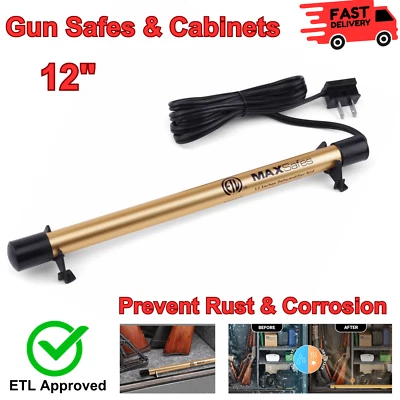 MAXSAFES Gun Safe Dehumidifier Rod 12" Dry Golden Rod Helps Prevent Rust & Corrosion Plug