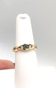 New KASPAR & ESH 14kt Yellow Gold Blue Diamond Channel Set Ladies Ring - Picture 1 of 17