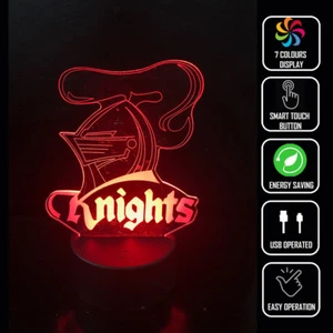 NEWCASTLE KNIGHTS FOOTBALL 3D Acrylic LED 7 Colour Night Light Touch Table Lamp - Bild 1 von 3