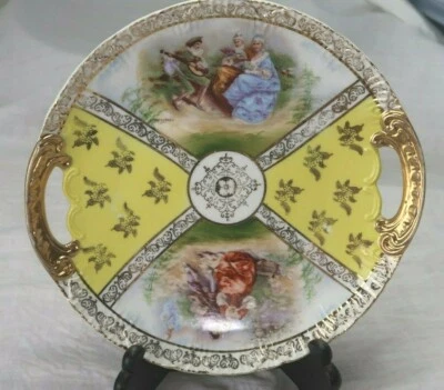 Антикварное желтое блюдо в форме четвероногого масла блюдо 10 дюймов # логотип Австрии - Изображение 1 из 4