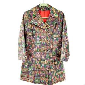 Native Tribal African Womens Coat Design Union Made Sz S Vtg ILGWU - Picture 1 of 8