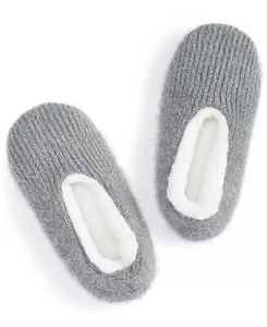 Womens Slipper Socks Faux Fur w/Grippers Grey Size S/M CHARTER CLUB $12 - NWT - Picture 1 of 2