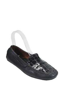 Mocasines sin cordones Andre Assous para mujer de cuero de cocodrilo en relieve negros talla 7 Foto 1 de 4