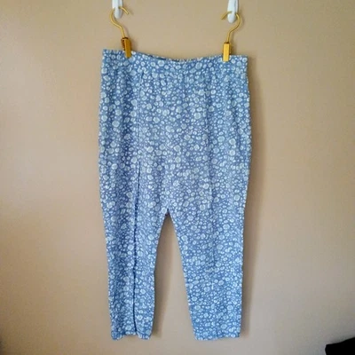 QVC-ISAAC MIZRAHI СИНИЙ ЦВЕТОЧНЫЙ ЛАУНЖ БРЮКИ ШВЫ В ПЕРЕДНИЕ ЗАДНИЕ КАРМАНЫ РАЗМЕР XL - Изображение 1 из 2