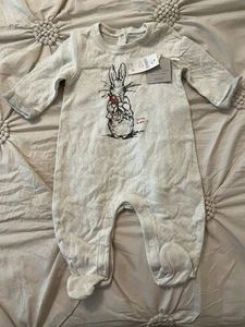 Baby Gap Beatrix 0-3 Potter Girl Bodysuit Rabbit Quilted Outfit Sleeper Flaw - Picture 1 of 5