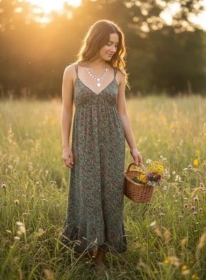 Maxi Vestido Vintage Y2K Billabong Floral Tirantes Espalda Cottagecore Boho Hippie Foto 1 de 4