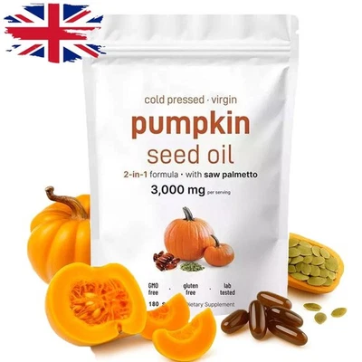 Pumpkin Seed Oil with Saw Palmetto 180 Softgels 3000mg Herbal Supplemen