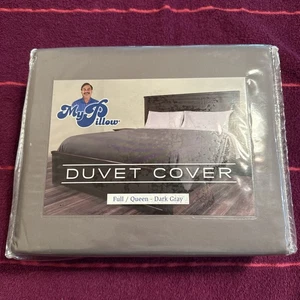 MyPillow Duvet Cover Set 400 TC 100% Giza Cotton Full/Queen Dark grey 3 Pc - Picture 1 of 3