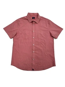 Untuckit Slim Fit Short Sleeve Button Up Casual Shirt Coral Pink Mens Size L - Picture 1 of 9