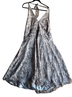 Robbie Bee Women's Fairy Romance Halter Dress 100% Silk Brown Floral Size 24W - Image 1 of 4