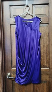 Vestido para mujer S. L. Fashions sin mangas tejido sedoso drapeado delantero talla 12 cóctel - Imagen 1 de 4