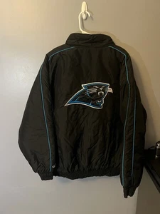 Vintage Carolina Panthers Logo Leichtathletik Winter Reißverschluss Jacke schwarz XL - Bild 1 von 11