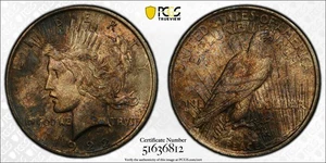 1922 Peace Dollar PCGS UNC Details Questionable Color Gold Shield - Picture 1 of 5
