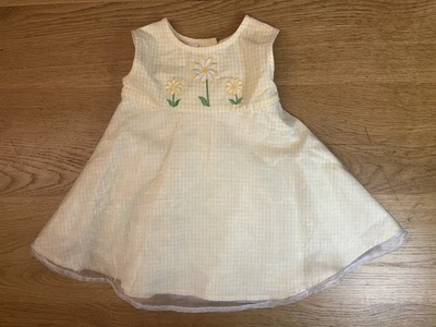 Vintage BT Kids Yellow Dress Flower Embroidery Sheer Layered Skirt Size 12 Month - Image 1 of 4