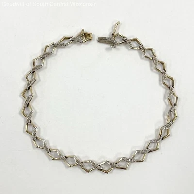 Scrap/Repair - 10K Gold Two-Tone 7.5" Diamond Accent Bracelet, 4.44g - Image 1 of 4