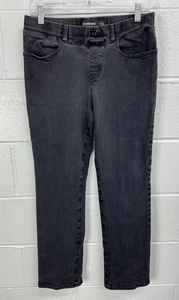 Betabrand Straight Leg 4 Pocket Stretch Waist Yoga Denim Jeans Washed Black / PM - Picture 1 of 6