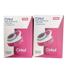 Juego de 2 mangas Cirkul Chill y tapa de agarre cómodo para botella de 22 oz - rosa - NUEVO - Imagen 1 de 1