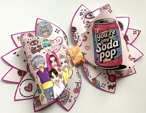 DEMON POP BOYS STATEMENT PRINTED CANVAS FABRIC BOW TEMP MAKE YOUR OWN HAIR BOWS - Picture 1 of 4