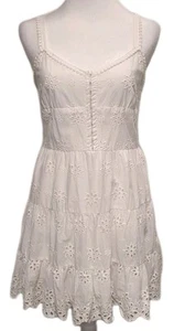 Forever 21 Tiered White 100% Cotton Sundress Eyelet Lace Sz M 0525i - Picture 1 of 8