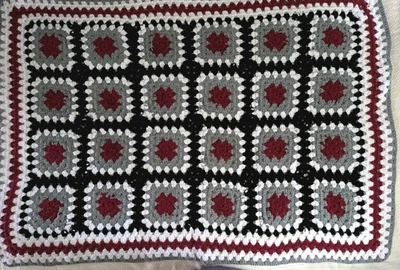 复古钩针针织毯奶奶方形 40x56 手工制作 — 第 1/4 张图片