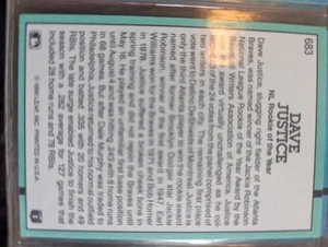 Dave Justice Donruss Rookie of the Year Error Missing '.' after INC on reverse - Picture 1 of 2
