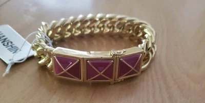 Pulsera de eslabones esmaltada rosa fucsia Rebecca Minkoff nueva con etiquetas Foto 1 de 4