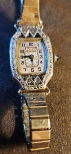 1930 Ladies Art Deco Sapphire Bulova Watch ~15 Jewel Glass Missing As Is - Picture 1 of 7