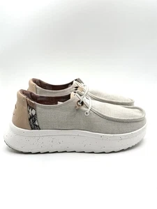 Size 10 Women’s Hey Dude Wendy Peak Woven Natural Slip Ons Platform - Picture 1 of 6