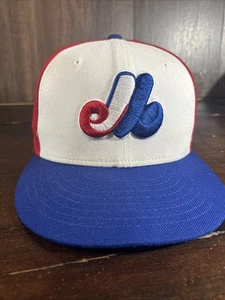 Montreal Expos Hat Cap New Era Size 7 1/8 RWB 59Fifty Pinwheel Cooperstown Y2K - Picture 1 of 15