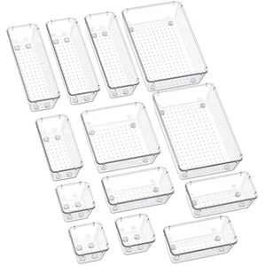 Organizer per Cassetti 13 Pezzi con Cuscinetti in Silicone Antiscivolo, 5 Dimensioni Scrivania Bagno... - Foto 1 di 9