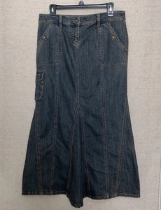 Y2K Vintage Tapemeasure Denim Flare Cargo Pocket Skirt Fairycore Mermaid 4 Neu - Bild 1 von 9