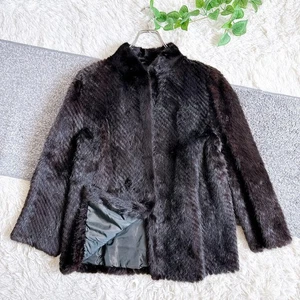 Saga Nerz Pelz halblanger Mantel Größe 13 dunkelbraun - Bild 1 von 10