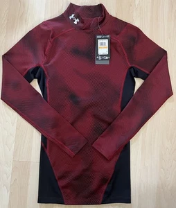 Under Armour ColdGear Infrarot Kompression Stehkragen rot schwarz $ 80 neu mit Etikett Größe S - Bild 1 von 10