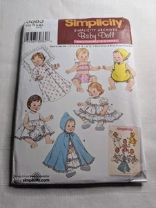 2007 Simplicity #3883 Größe A Baby Puppenkleidung Schnittmuster - UNGESCHNITTEN - Bild 1 von 5