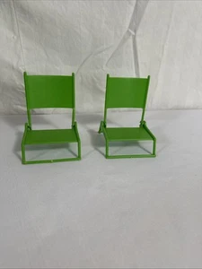 1973 Barbie 2 Green BEACH BUS CHAIRS Folding Accessory Mattel #7805 Nice Vintage - Picture 1 of 14